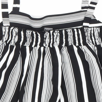 Primark Girls Black Striped Polyester Basic Blouse Size 10-11 Years Square Neck Pullover