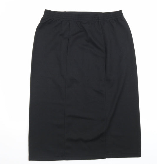Damart Womens Black Polyester Straight & Pencil Skirt Size 41 in Hook & Loop