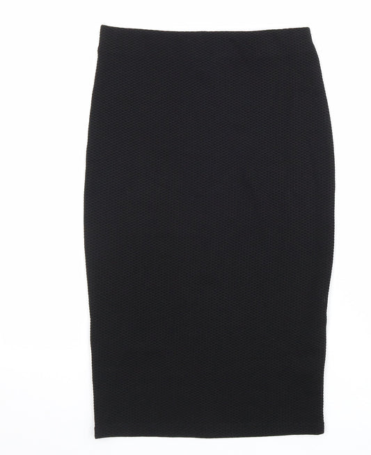 New Look Womens Black Polyester Straight & Pencil Skirt Size 8 Hook & Loop