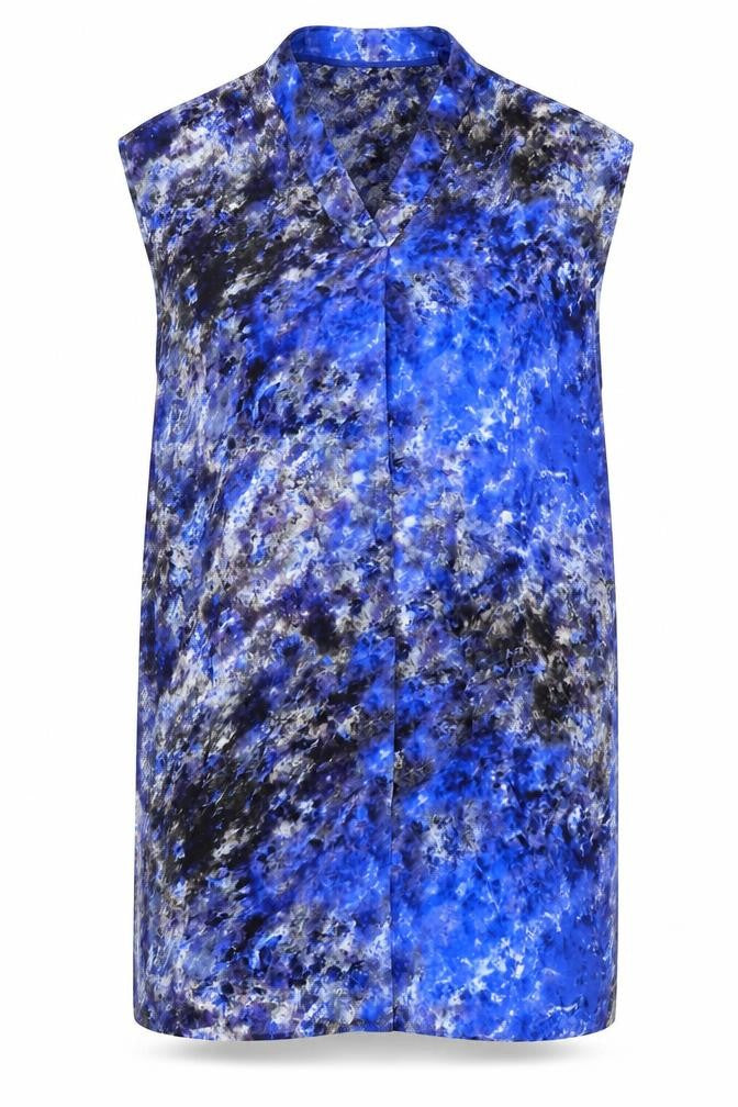 Damsel in a Dress Womens Blue Geometric Viscose A-Line Size 10 V-Neck Pullover