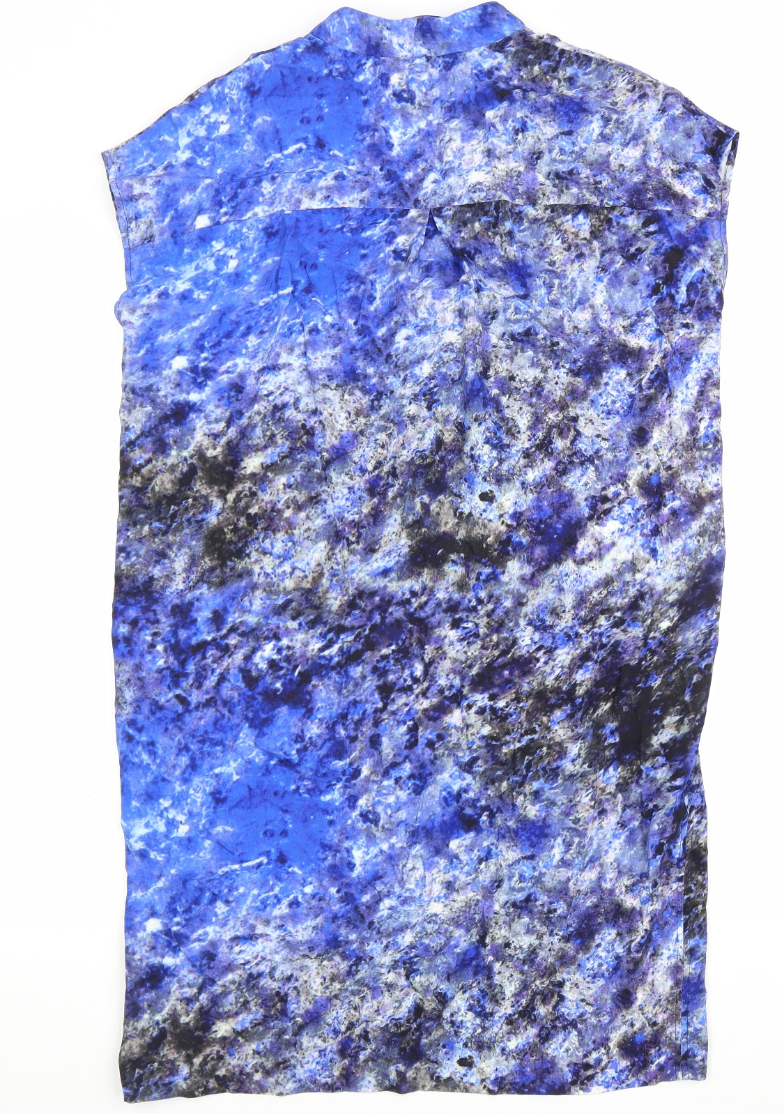 Damsel in a Dress Womens Blue Geometric Viscose A-Line Size 10 V-Neck Pullover