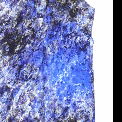 Damsel in a Dress Womens Blue Geometric Viscose A-Line Size 10 V-Neck Pullover