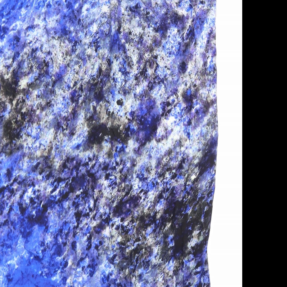 Damsel in a Dress Womens Blue Geometric Viscose A-Line Size 10 V-Neck Pullover