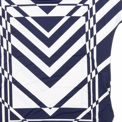 Klass Womens Blue Geometric Polyester Basic T-Shirt Size S Round Neck