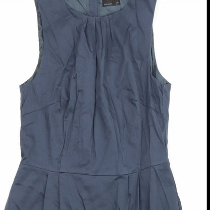 VERO MODA Womens Blue Cotton A-Line Size 12 Round Neck Zip