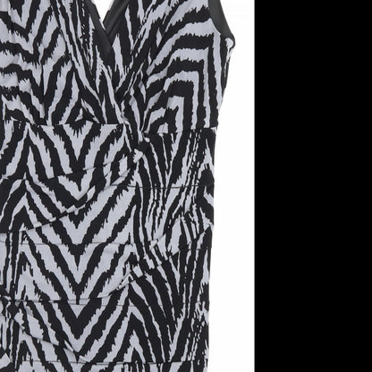 Saint Tropez Clothing Womens Grey Animal Print Polyester Bodycon Size 12 V-Neck Pullover - Tiger Pattern