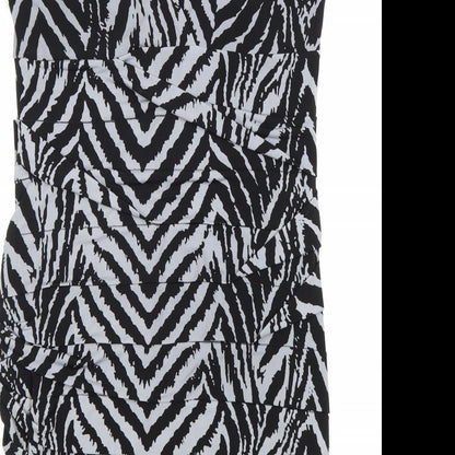 Saint Tropez Clothing Womens Grey Animal Print Polyester Bodycon Size 12 V-Neck Pullover - Tiger Pattern