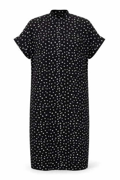 Villa Womens Black Geometric Polyester Shirt Dress Size XS Collared Button