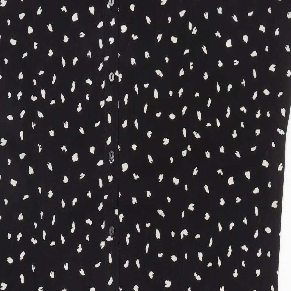 Villa Womens Black Geometric Polyester Shirt Dress Size XS Collared Button