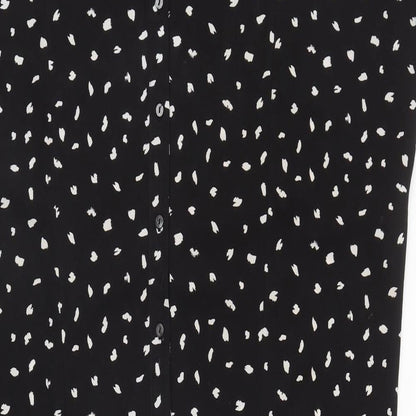 Villa Womens Black Geometric Polyester Shirt Dress Size XS Collared Button