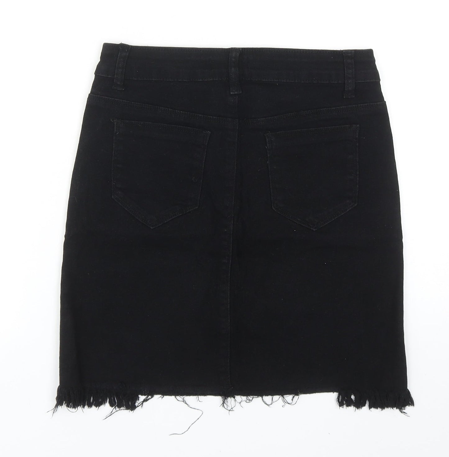 Pink Vanilla Womens Black Cotton Straight & Pencil Skirt Size 10 Zip