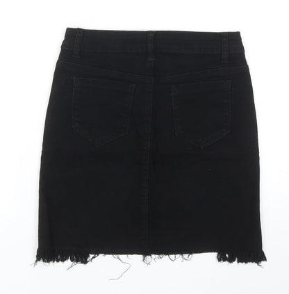 Pink Vanilla Womens Black Cotton Straight & Pencil Skirt Size 10 Zip