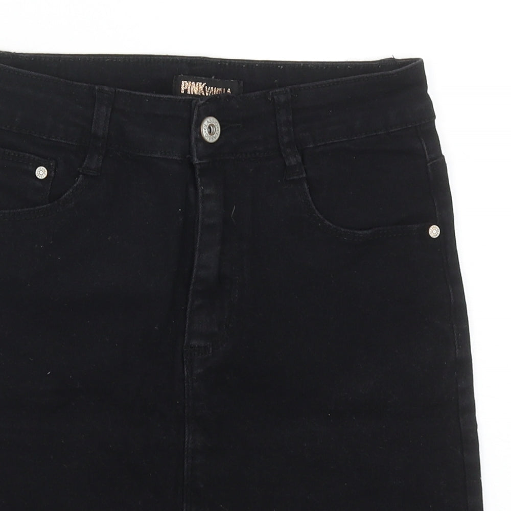 Pink Vanilla Womens Black Cotton Straight & Pencil Skirt Size 10 Zip