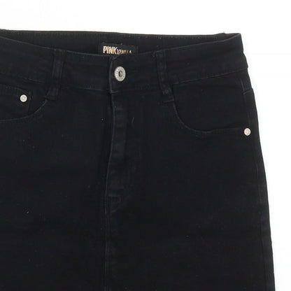 Pink Vanilla Womens Black Cotton Straight & Pencil Skirt Size 10 Zip