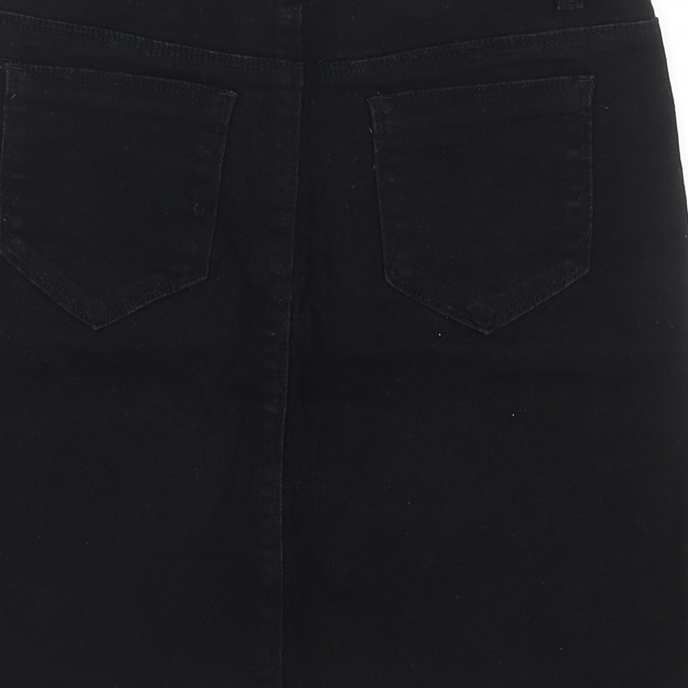 Pink Vanilla Womens Black Cotton Straight & Pencil Skirt Size 10 Zip