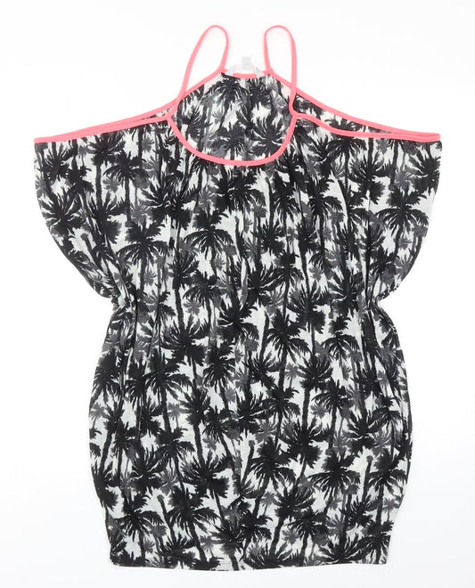 Debenhams Womens Black Geometric Polyester A-Line Size 8 Round Neck Pullover