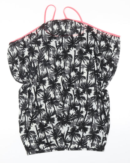 Debenhams Womens Black Geometric Polyester A-Line Size 8 Round Neck Pullover