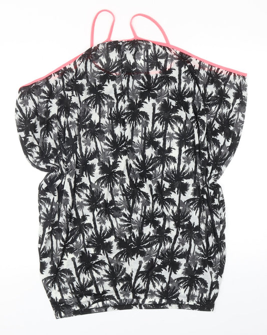 Debenhams Womens Black Geometric Polyester A-Line Size 8 Round Neck Pullover