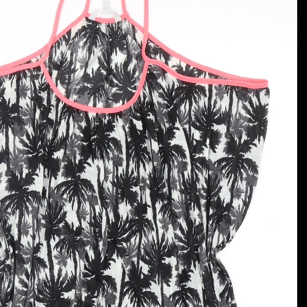 Debenhams Womens Black Geometric Polyester A-Line Size 8 Round Neck Pullover