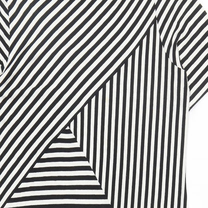 Marks and Spencer Womens Black Striped Viscose A-Line Size 12 Round Neck Pullover