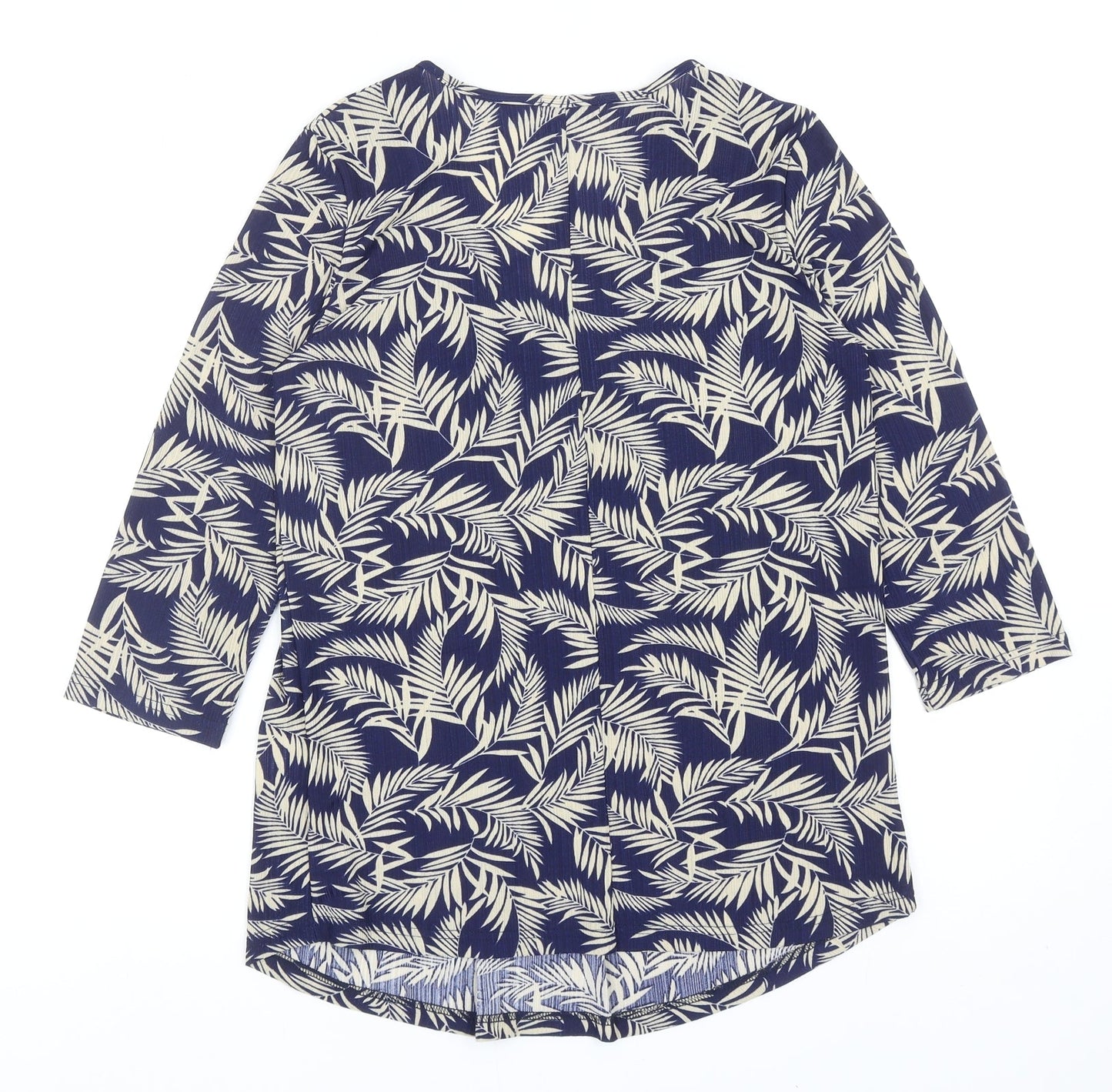 Bodyprints Womens Blue Geometric Polyester Basic Blouse Size S V-Neck