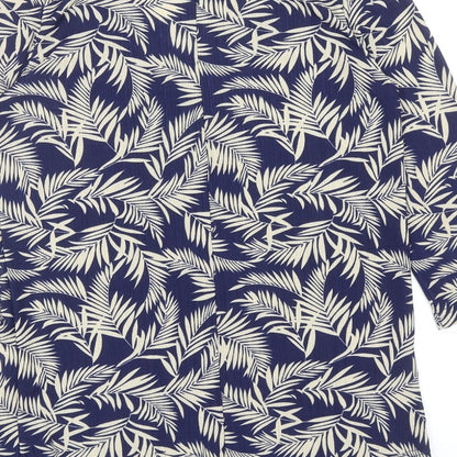 Bodyprints Womens Blue Geometric Polyester Basic Blouse Size S V-Neck