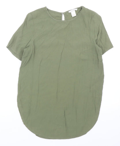 Womens UK Size 8 H&M Green Basic T-Shirt