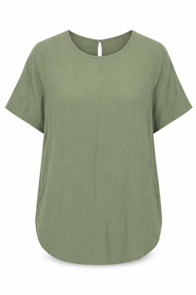Womens UK Size 8 H&M Green Basic T-Shirt