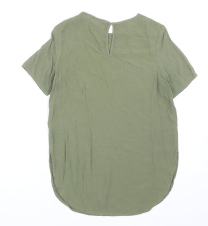 Womens UK Size 8 H&M Green Basic T-Shirt