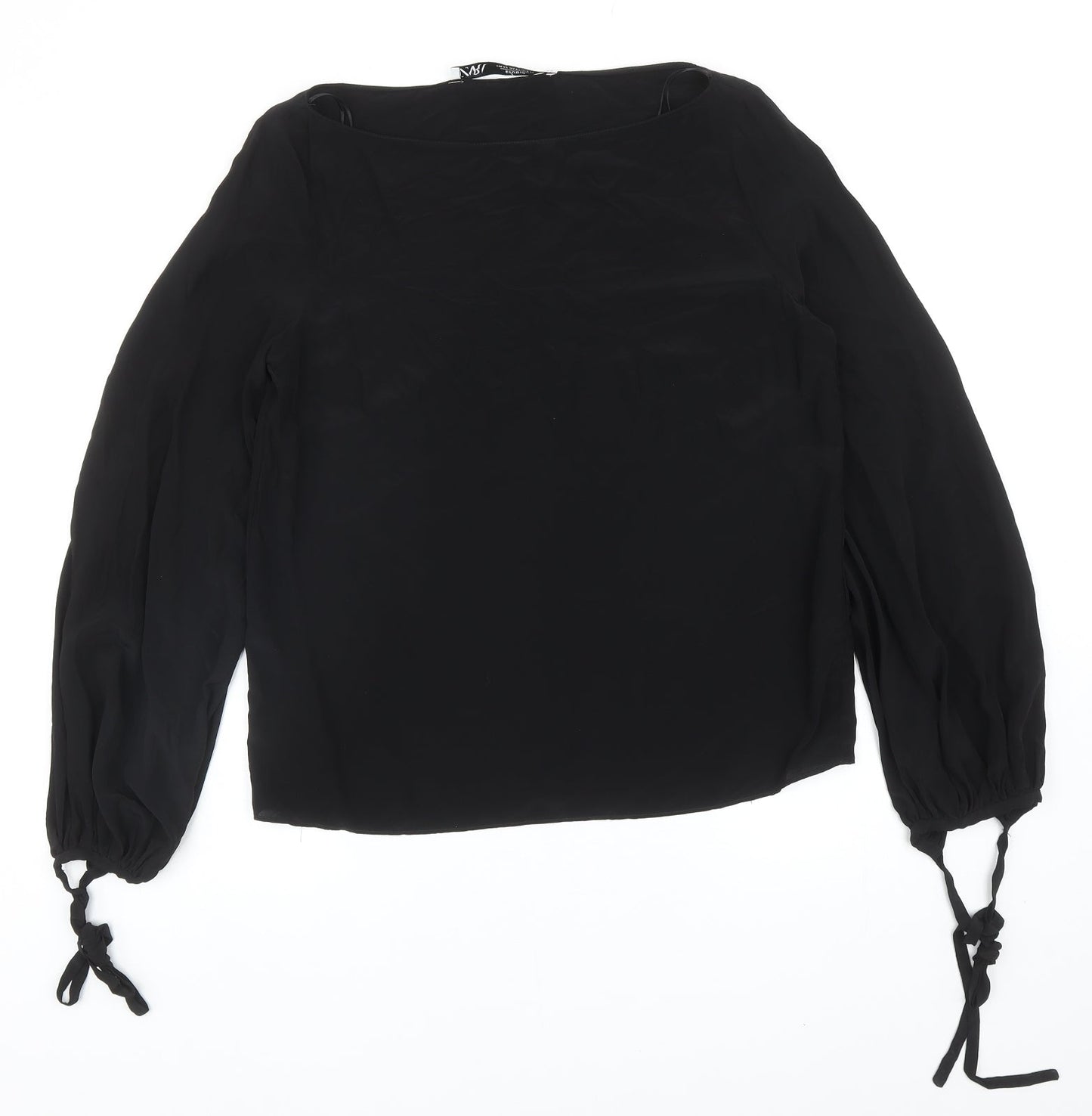 Zara Womens Black Viscose Basic Blouse Size XS Round Neck