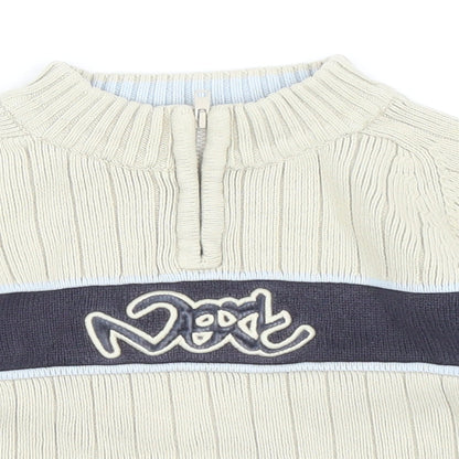 NEXT Boys Beige High Neck Cotton Pullover Jumper Size 2XS Zip