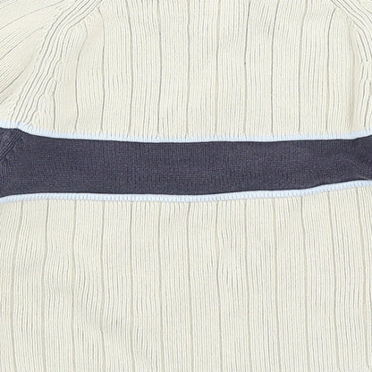 NEXT Boys Beige High Neck Cotton Pullover Jumper Size 2XS Zip