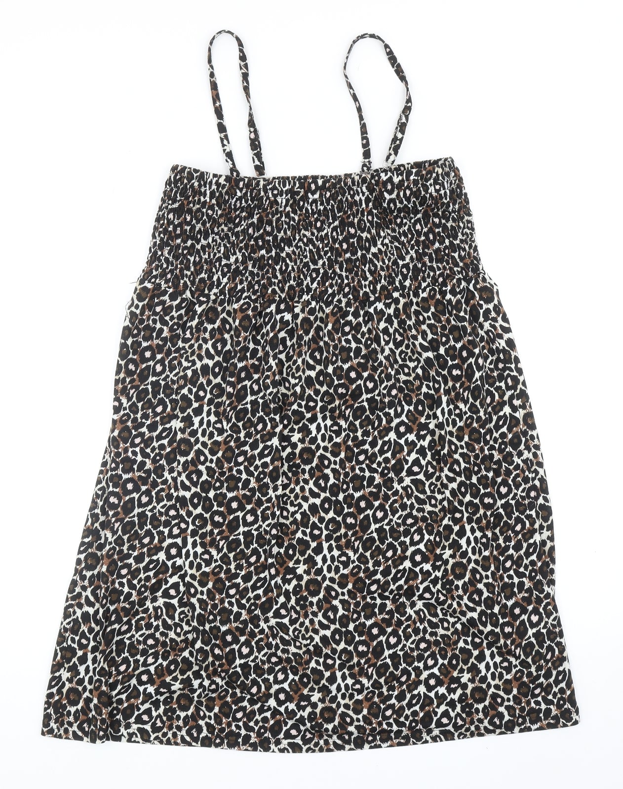 B.You Womens Black Animal Print Polyester Tank Dress Size 16 Square Neck Pullover - Leopard Pattern