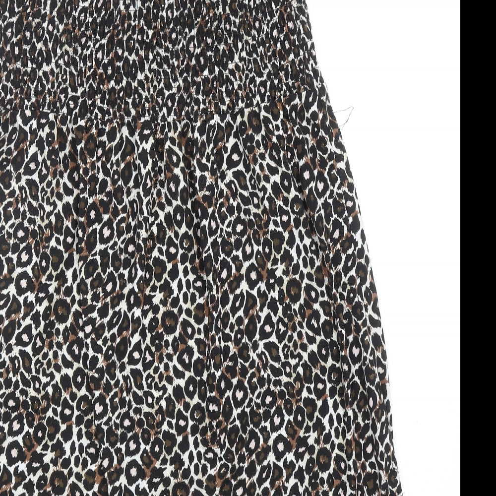 B.You Womens Black Animal Print Polyester Tank Dress Size 16 Square Neck Pullover - Leopard Pattern