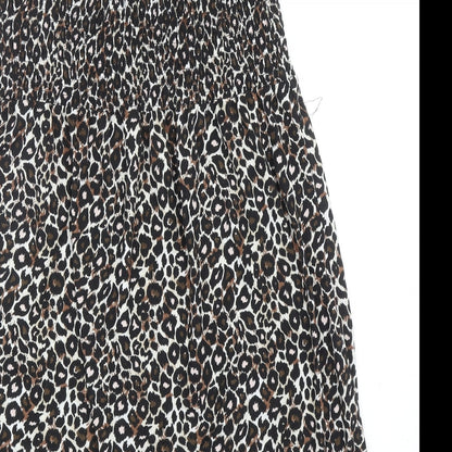 B.You Womens Black Animal Print Polyester Tank Dress Size 16 Square Neck Pullover - Leopard Pattern