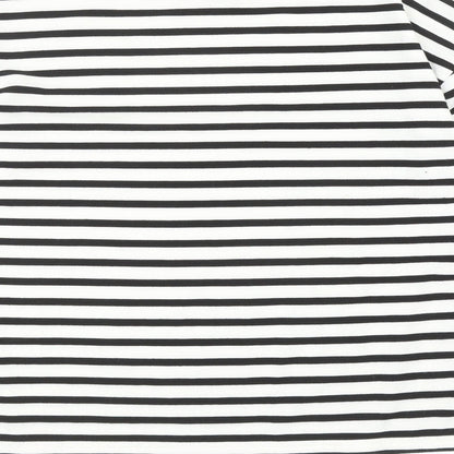 George Womens Black Striped Viscose Basic Blouse Size 8 Round Neck