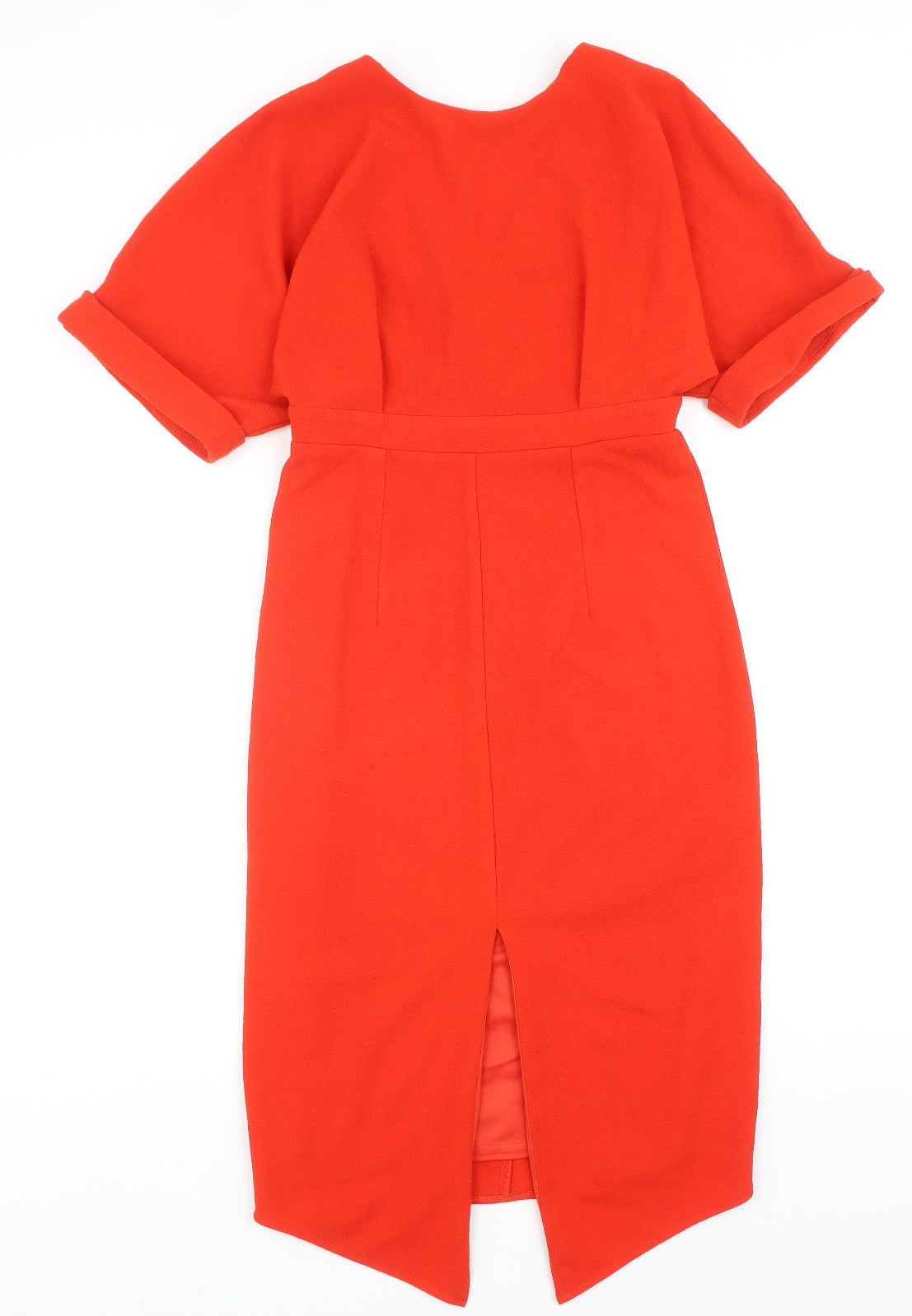 ASOS Womens Red Polyester A-Line Size 6 Round Neck Zip