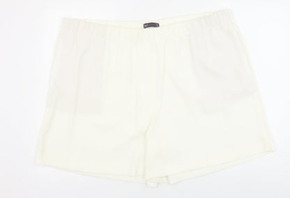 Marks and Spencer Womens Ivory Polyester Sweat Shorts Size 24 Regular Pull On