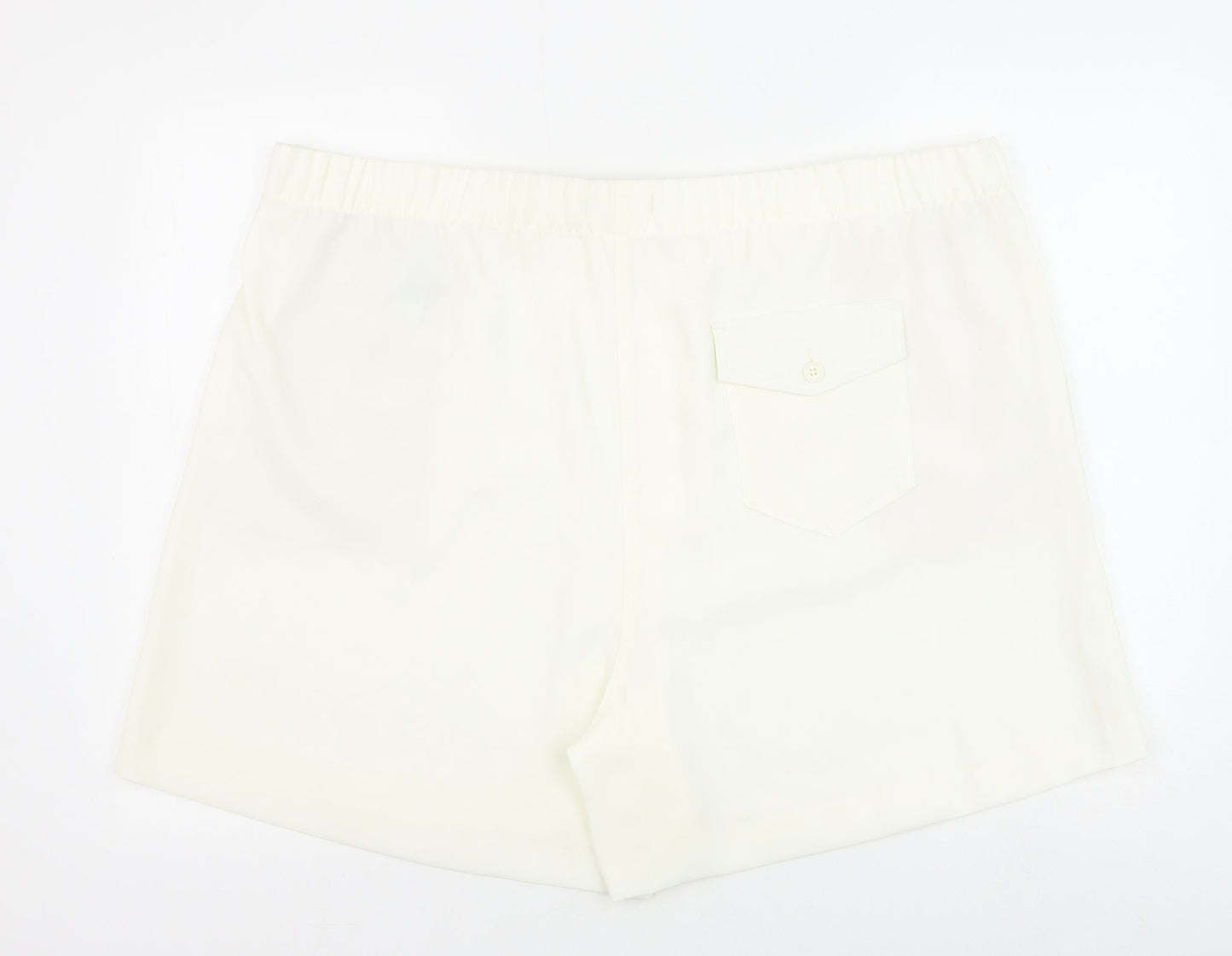Marks and Spencer Womens Ivory Polyester Sweat Shorts Size 24 Regular Pull On