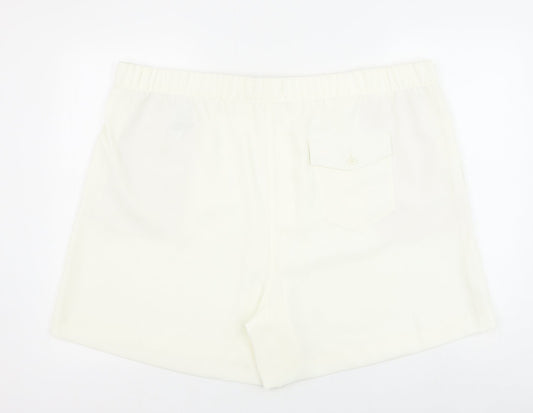 Marks and Spencer Womens Ivory Polyester Sweat Shorts Size 24 Regular Pull On