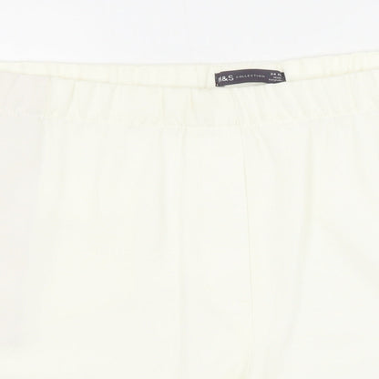 Marks and Spencer Womens Ivory Polyester Sweat Shorts Size 24 Regular Pull On