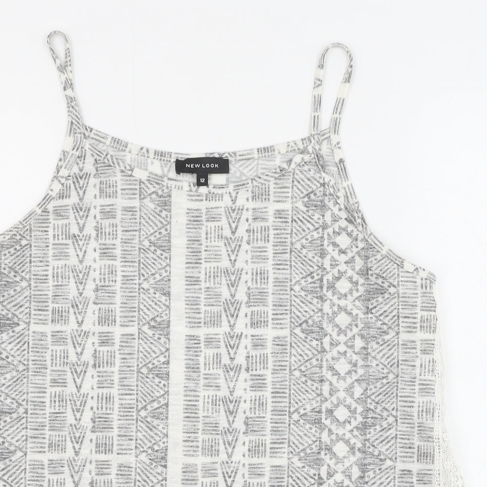 Womens UK Size 12 New Look Grey Basic Tank