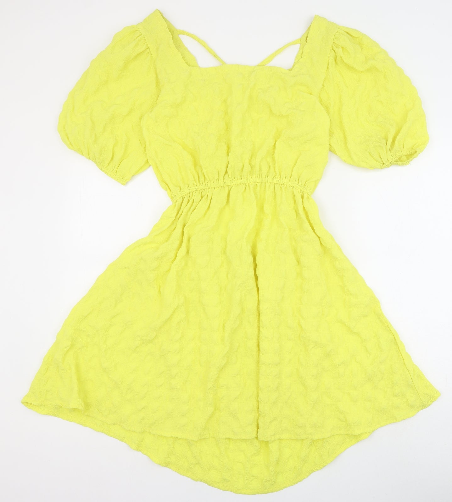 Brave Soul Womens Yellow Polyester Fit & Flare Size M Square Neck Tie