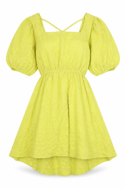 Brave Soul Womens Yellow Polyester Fit & Flare Size M Square Neck Tie