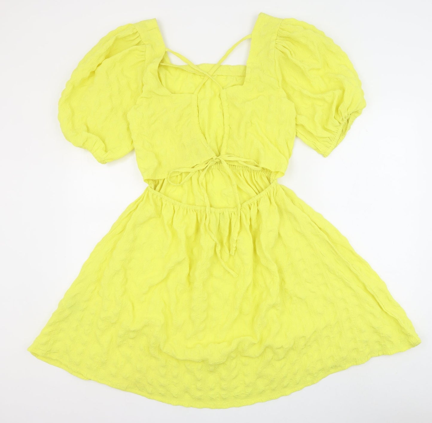 Brave Soul Womens Yellow Polyester Fit & Flare Size M Square Neck Tie