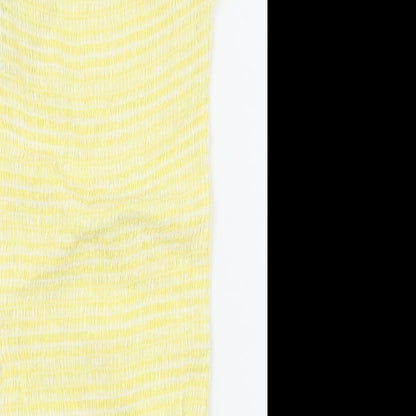 Missguided Womens Yellow Check 100% Cotton Bodycon Size 6 Off the Shoulder Pullover