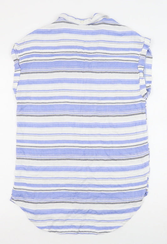 Matalan Womens Blue Striped Viscose Basic Tank Size 8 V-Neck