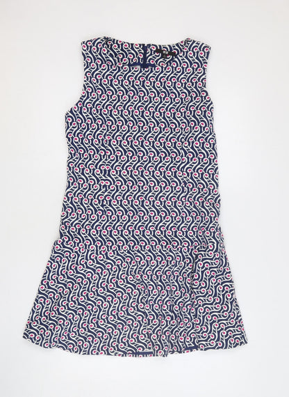 Preworn Womens Multicoloured Geometric Cotton Trapeze & Swing Size M Round Neck Zip