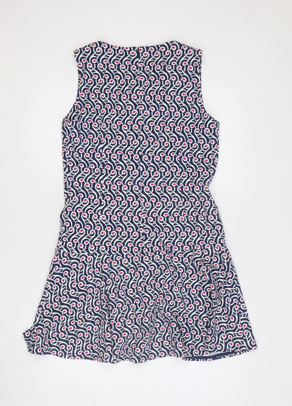 Preworn Womens Multicoloured Geometric Cotton Trapeze & Swing Size M Round Neck Zip