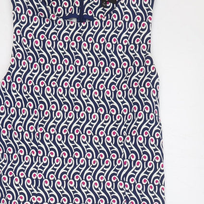 Preworn Womens Multicoloured Geometric Cotton Trapeze & Swing Size M Round Neck Zip